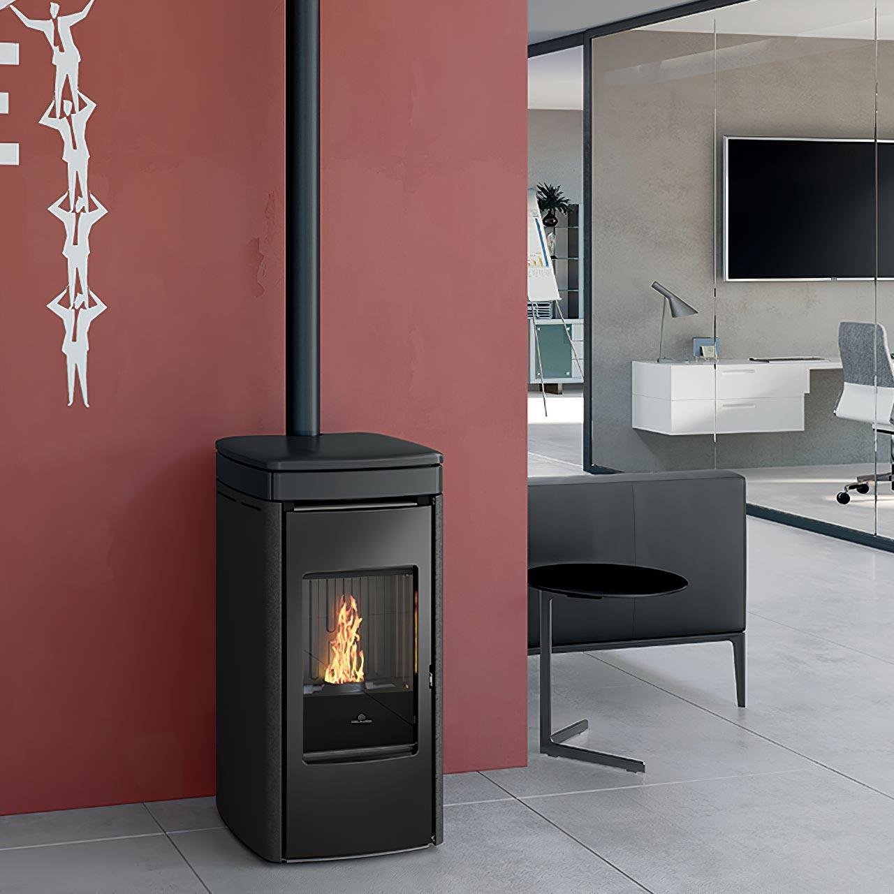 Pelletofen Edilkamin Yana 6,9 kW - Ausführung: Keramik Schwarz – Image 3