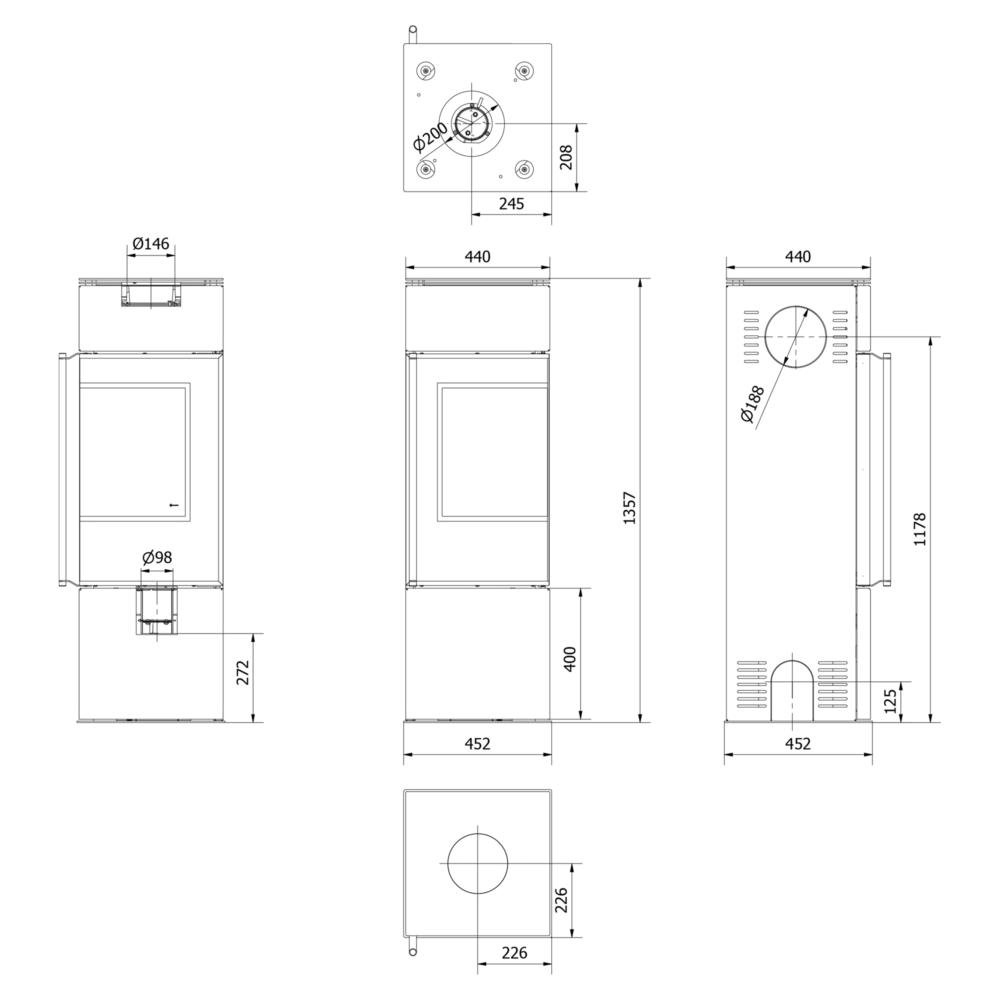 Kaminofen Kratki REN/S 7 kW - Ausführung: Schwarz - Version: Ecke rechts - Tür selbstschließend: ja – Image 6