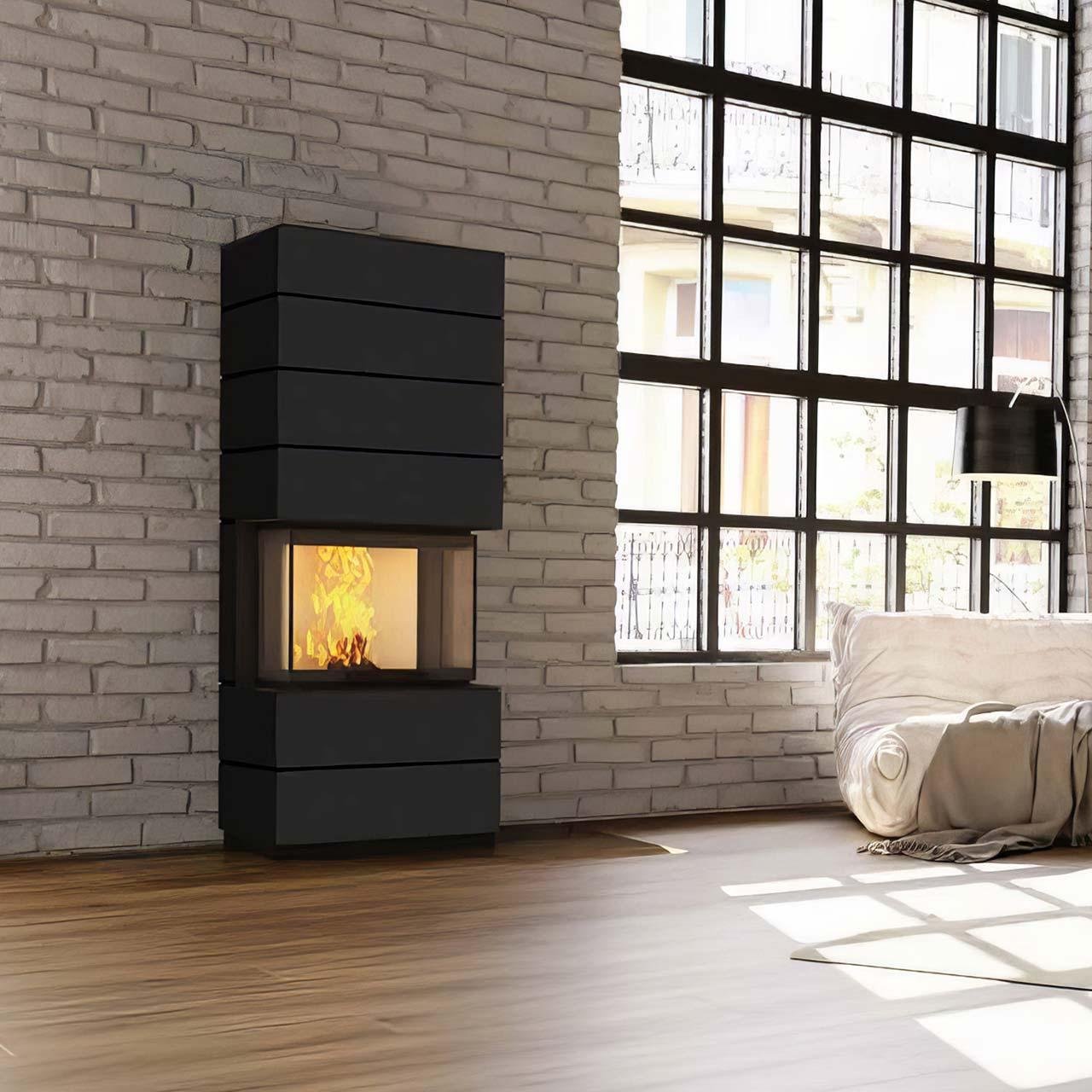 Kaminofen Neocube P10 Black & White 7,9 kW Sondermodell inkl. Wärmespeicher - Verkleidung: Nero satin – Image 5