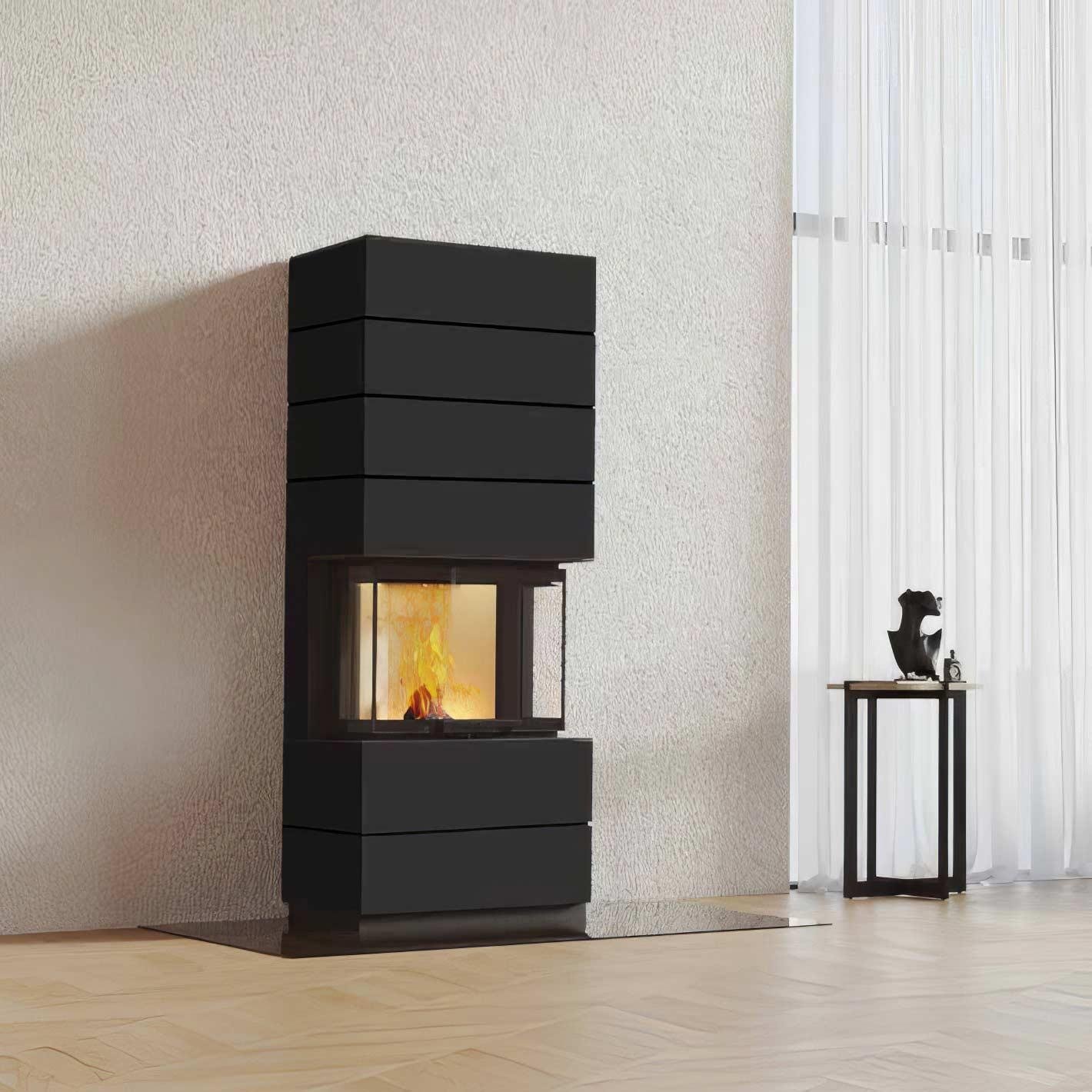 Kaminofen Neocube P10 Black & White 7,9 kW Sondermodell inkl. Wärmespeicher - Verkleidung: Nero satin – Image 6