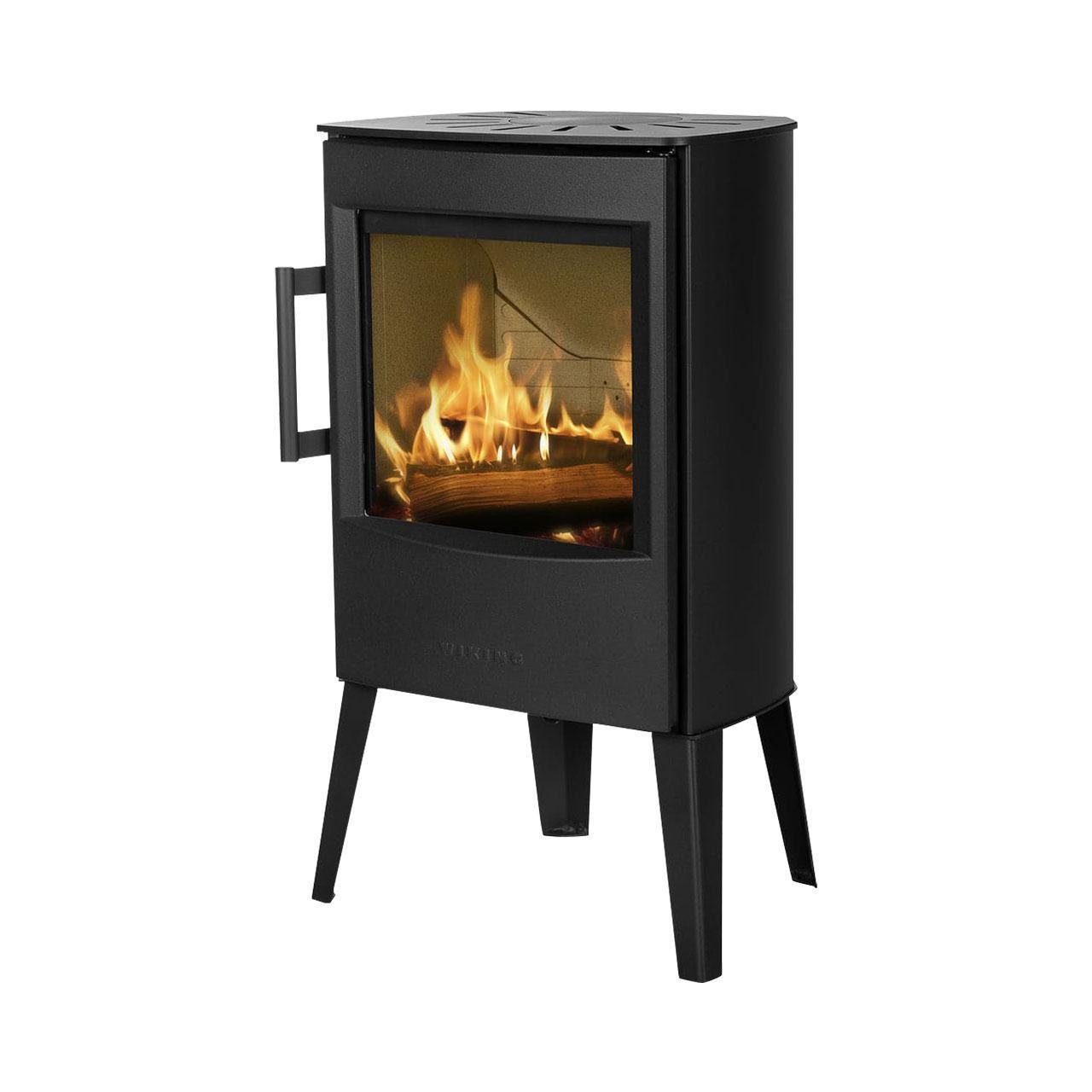 Kaminofen Wiking Mini 2 mit langen Beinen 4,5 kW - Korpus: Schwarz - Rauchabgang: Hinten – Image 2
