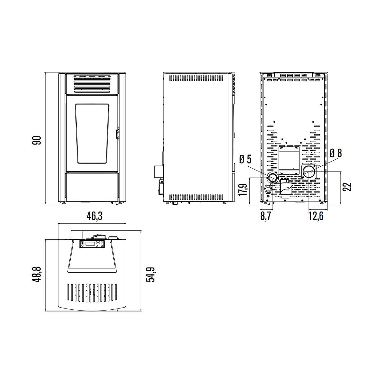 Pelletofen Red Dalia Air 6 S1 6,3 kW – Ausführung: Metall 313_Silver