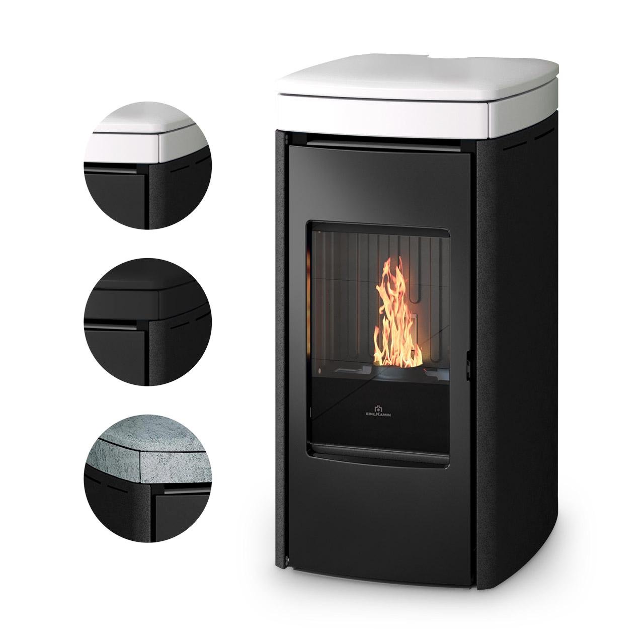Pelletofen Edilkamin Yana 6,9 kW – Ausführung: Keramik Schwarz