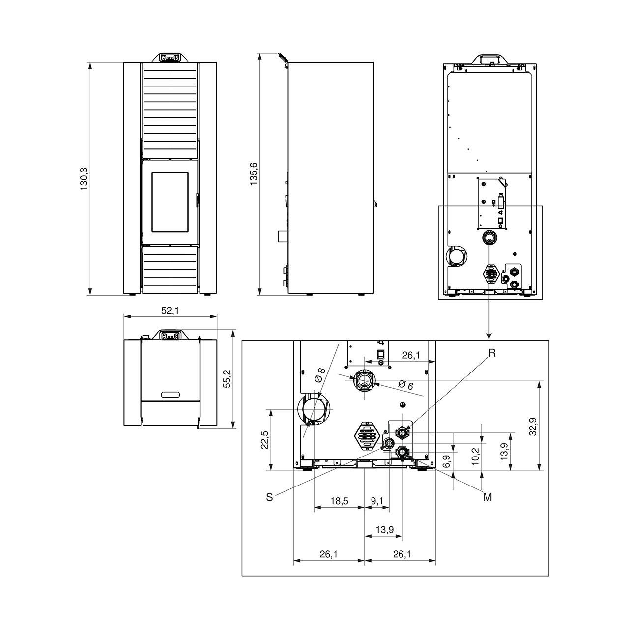 Pelletofen wasserführend Palazzetti Martina Idro Lux 10, 9,3 kW - Ausführung: Martina Idro Lux 10 Schwarz – Image 3