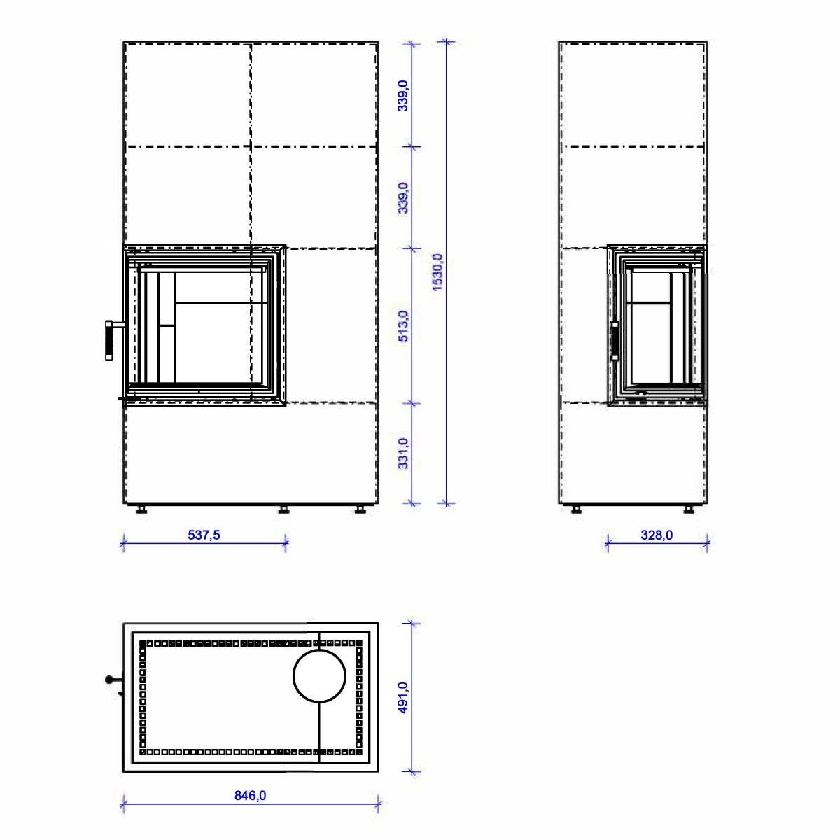 Speicherofen CB-Tec KS2 2,8 kW Grundofen – Ausführung: Seitenglas links