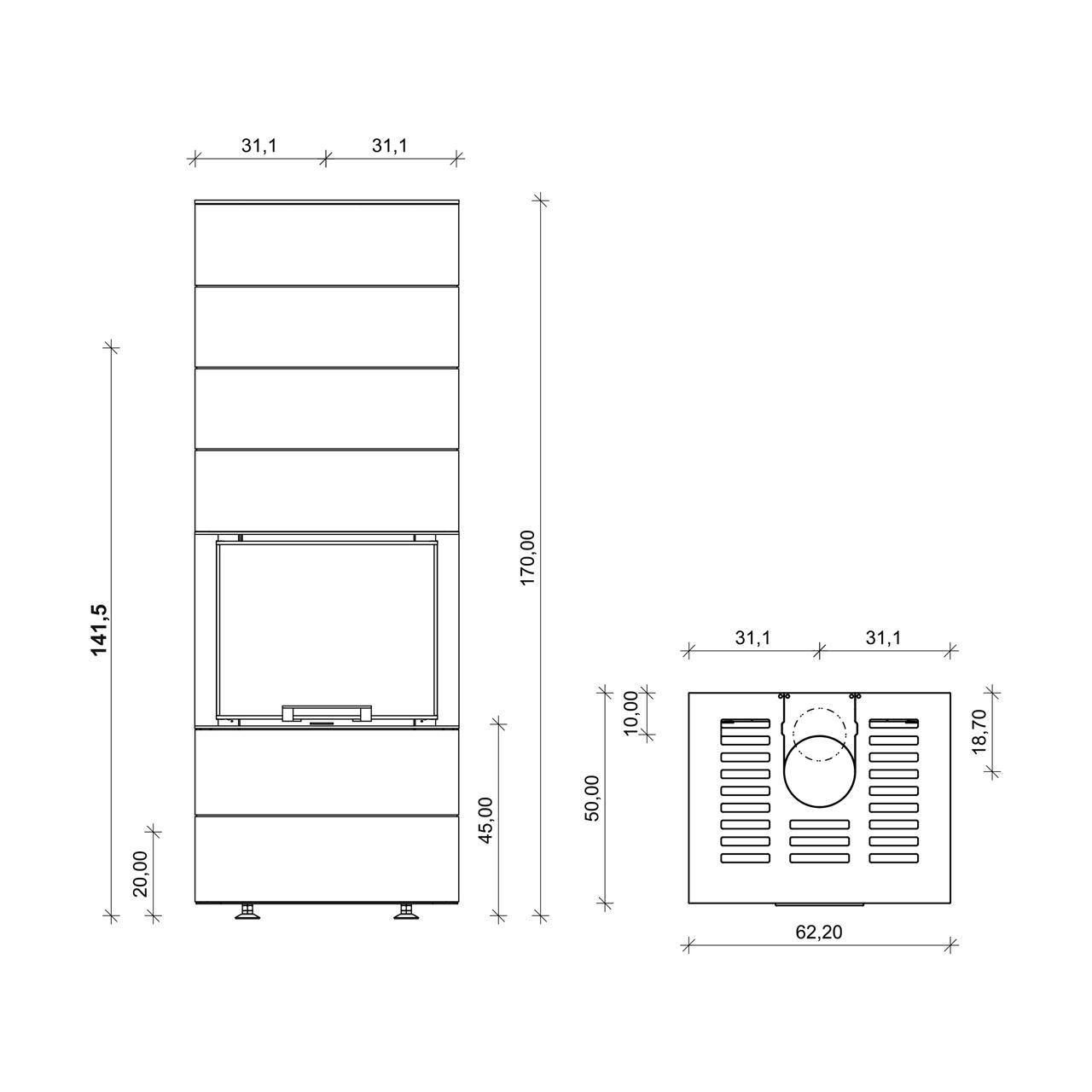 Kaminofen Neocube P10 Black & White 7,9 kW Sondermodell inkl. Wärmespeicher - Verkleidung: Nero satin – Image 3