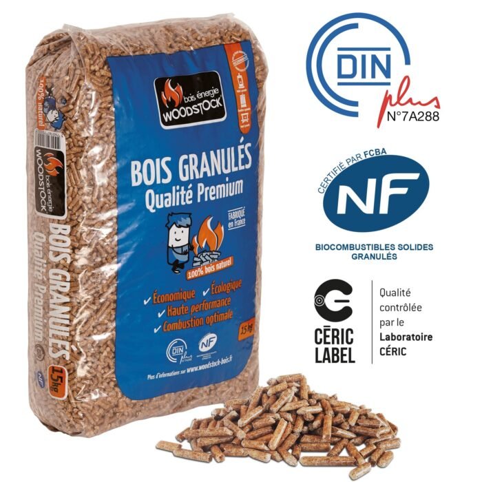 Palette granules de bois WOODSTOCK premium 66 sacs de 15 kg