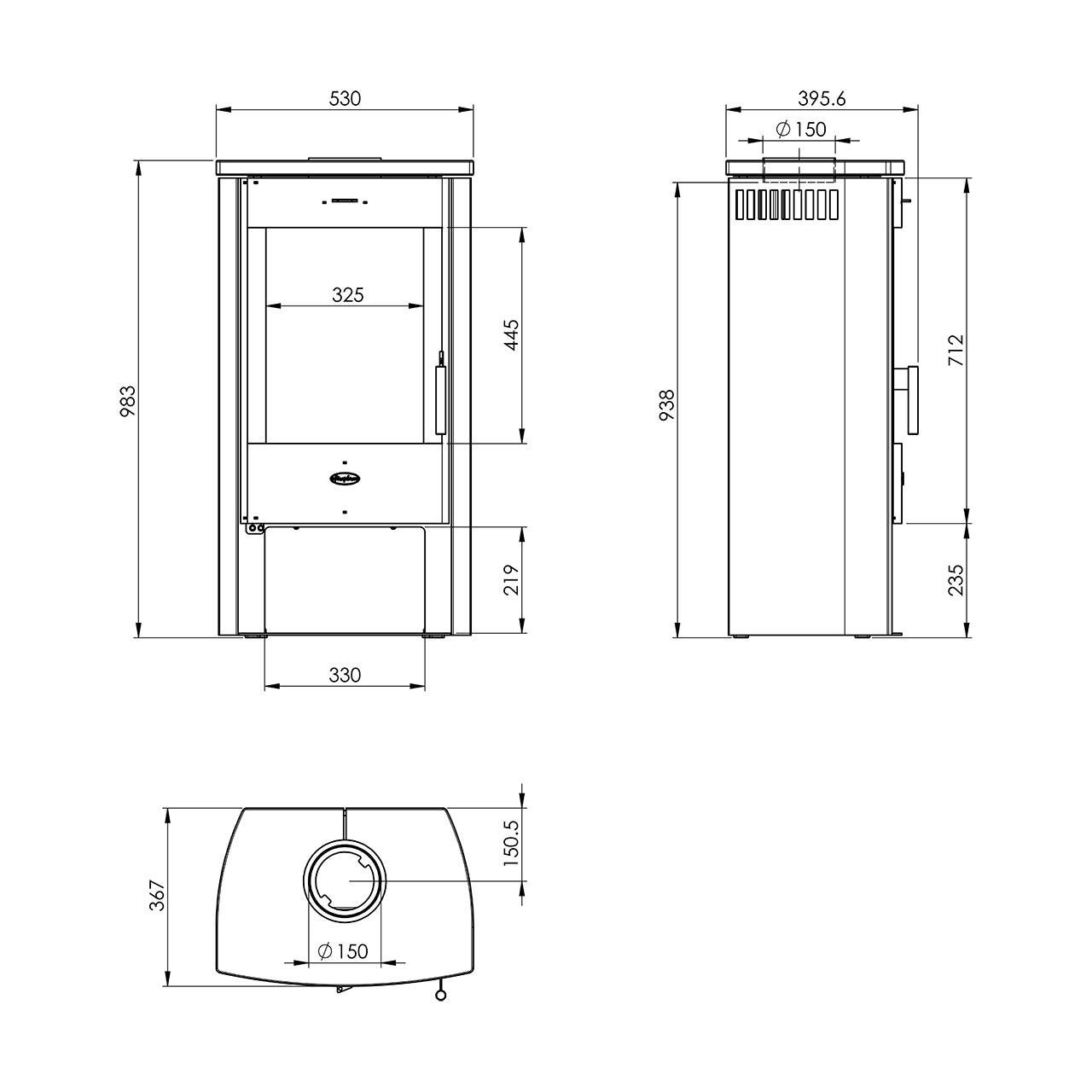 Kaminofen Fireplace Tuvalu Speckstein Top 6 kW