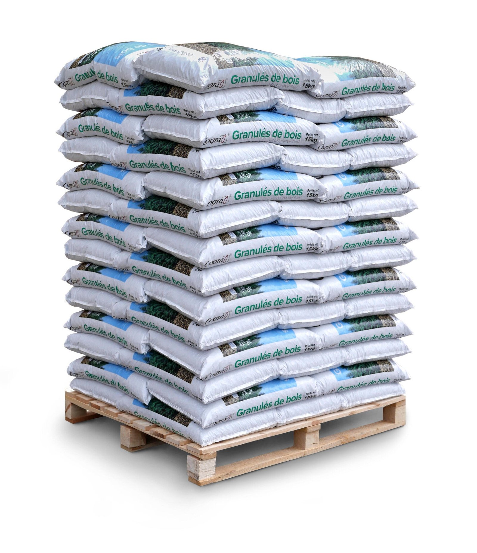 Palette granules de bois COGRA 70 sacs de 15 kg