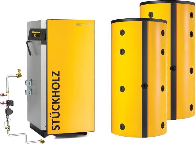 ETA Heizpaket SH 40P – 40 kW – Stückholz Pellets Hybrid – 2x SPS1650 Pufferspeicher 1650L – Solar – Regelung – 11045PSS-T-02