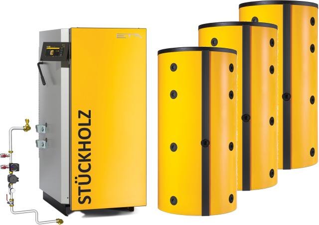 ETA Scheitholzkessel-Paket SH 50P – 50 kW – mit Pelletsoption – 2x 1000L Pufferspeicher – inkl. Regelung & Zubehör – 11052PSS-T-02
