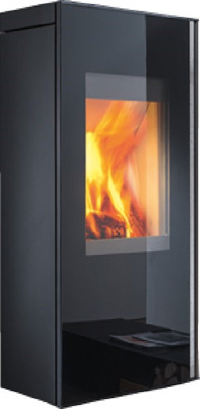 wodtke Kaminofen Casa Glas black – 6 kW – wandhängend – 150 mm Abgasanschluss – 100 mm Zuluft – AWS-Scheibenspülung – Holz & Briketts – 7736602214