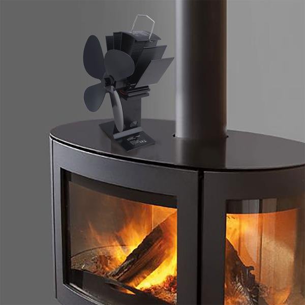 2er-Set Stromloser Kaminventilator Schwarz - 4 Lüfterblätter für effiziente Wärmeverteilung - Startet ab 65°C, bis 345°C - Geräuscharm & energieeffizient – Image 4