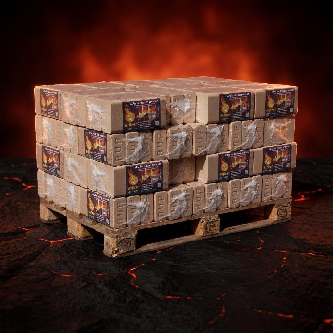 infire hardcubes premium Briquettes bois dur Demi-palette 480 kg