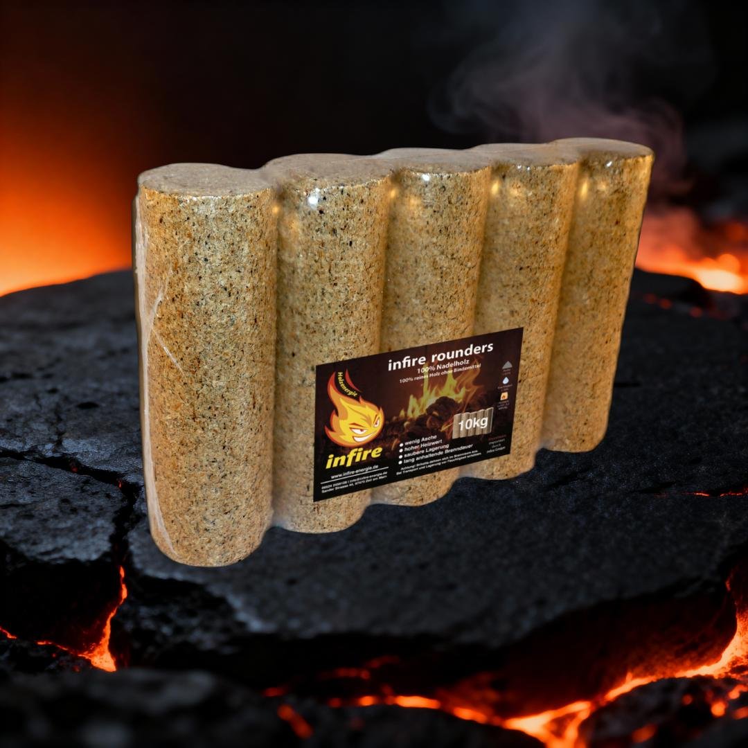 infire rounders Briquettes bois resineux 10 kg – Image 2